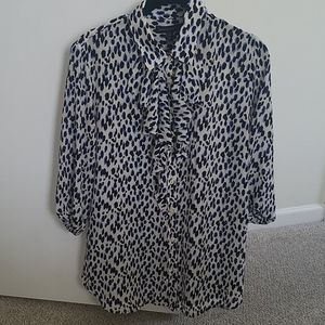 J Crew  animal print blouse with ruffled  front